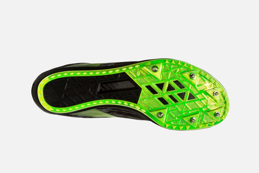 Brooks Elmn8 V5 Spikes Loopschoenen Heren - Zwart/Groen - 086721GLF